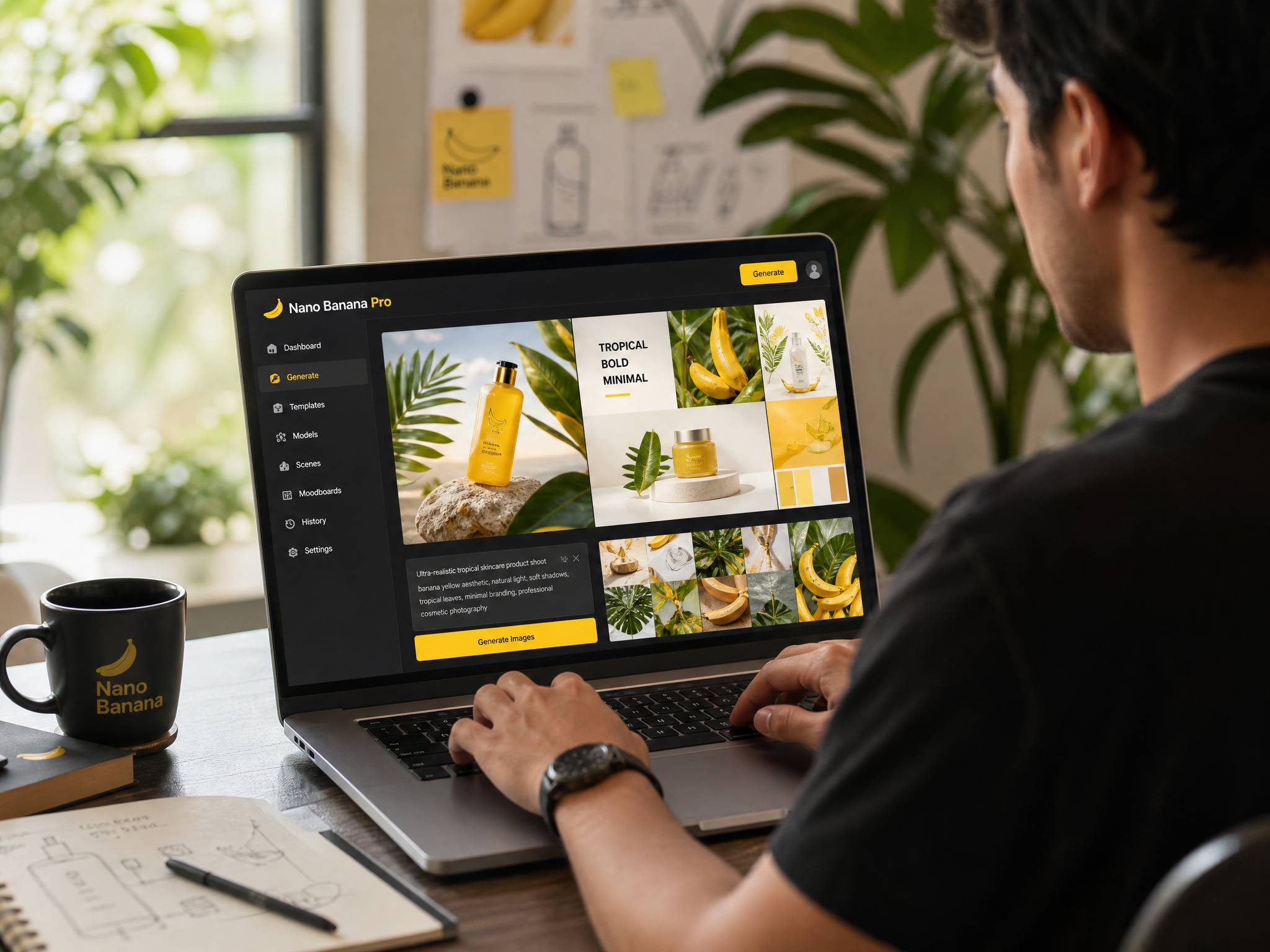 Дизайнер использует Nano Banana Pro для генерации визуалов